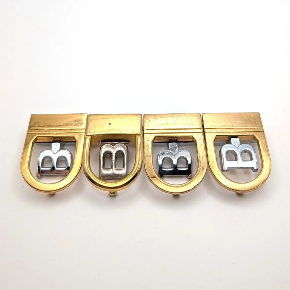 Vintage Initial B Belt Buckles Mixed Metal Gold Silver Tone Logo Set of 4